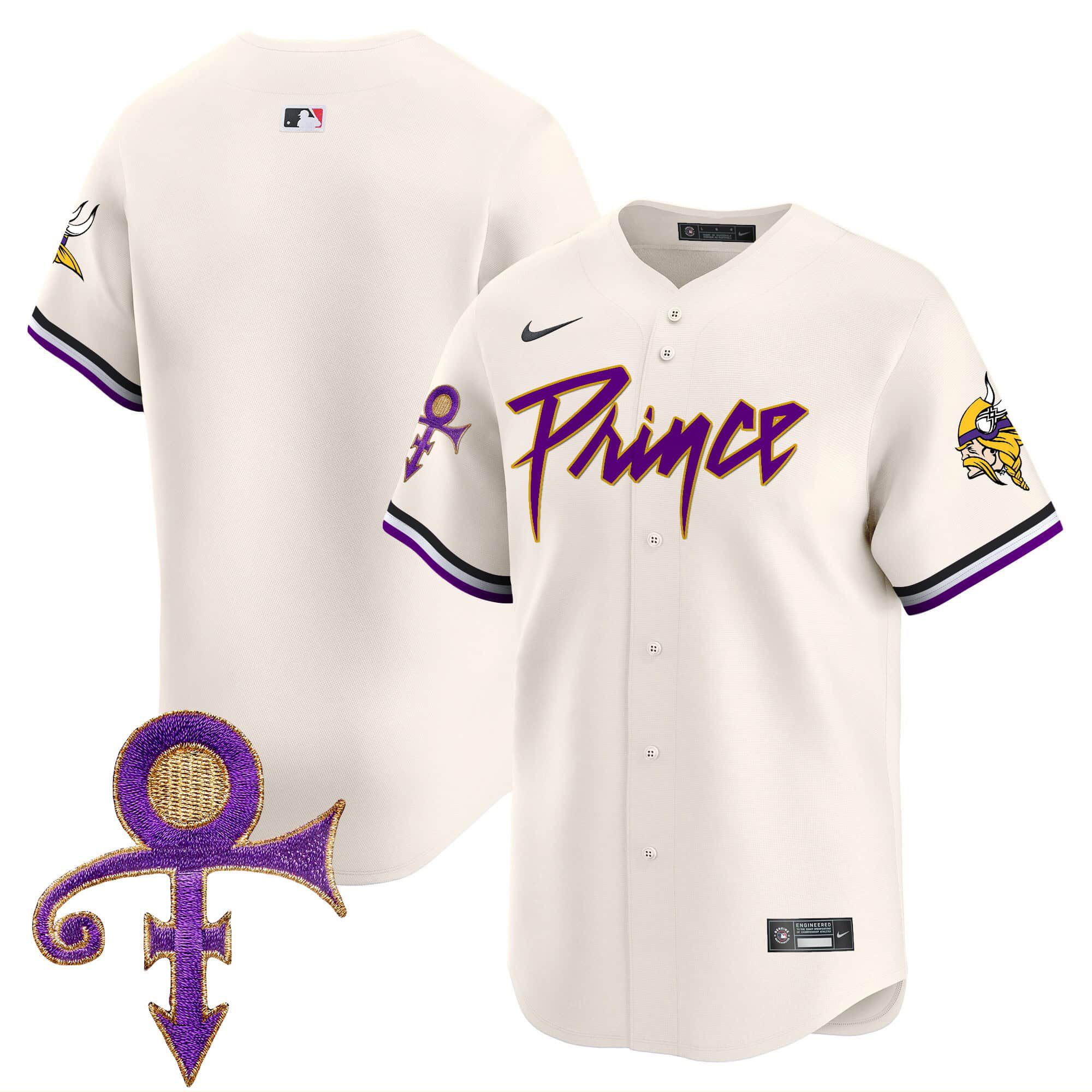 Men Minnesota Vikings Blank Cream 2024 Nike Prince Patch Vapor Premier Limited NFL Jersey style 1